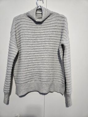 Marled Sweater Women Small Gray Ribbed Turtleneck Cozy Textured Knit Pullover